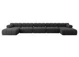 WOHNLANDSCHAFT modulares Sofa Tesso-U3 - 475x160x70 cm Schwarz Velours