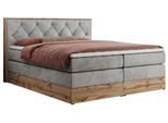 BOXSPRINGBETT VENETO KING 200/200 Hellgrau Velvet - H4