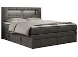BOXSPRINGBETT GOLD-5 KING LED 140/200 Dunkelgrau Velvet - H3