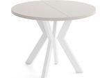 ESSTISCH Savio Weiß rund ausziehbar verlängerbar, Kaschmir 80-130/80/77 cm