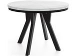 ESSTISCH Strato Black runder ausziehbarer, Kiefer weiß 100-200/100/77 cm