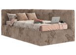 POLSTERBETT TILVO 90/200 - Braun Cord - Ohne Matratze - Links