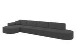 ECKSOFA Ottomane Links MARI-L3 - 413x171x79 cm Dunkelgrau Velours