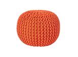STRICK-POUF orange, 40/40/35 cm