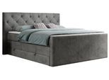 BOXSPRINGBETT KING VELEN 160/200 Dunkelgrau Velvet - H4