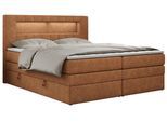 BOXSPRINGBETT GOLD-5 KING LED 140/200 Orange Struktur - H3