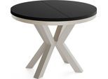 ESSTISCH Clara Grau-Beige runder ausziehbarer, Schwarz 100-180/100/76 cm