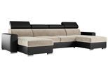 WOHNLANDSCHAFT FOX U Beige/Schwarz - Velvet/Kunstleder