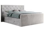 BOXSPRINGBETT KING VELEN 180/200 Hellgrau Velvet - H3