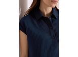 Kurzarmbluse CECIL, Damen, Gr. XXL (46), universal blau, Stoff, 76% Viskose, 24% Polyamid, unifarben, klassisch normal, V-Ausschnitt, Bündchen, Blusen, mit Knopfleiste
