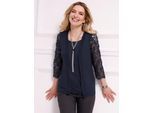 2-in-1-Shirt CLASSIC BASICS "2-in-1-Shirt", Damen, Gr. 40, blau (marine), 95% Viskose, 5% Elasthan, unifarben, Rundhals, Shirts 2-in-1 Shirt