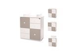 Lorelli Kommode Cupboard 83 x 71 x 96 cm, 4 Schubladen, 2 Türen mit Regalboden dunkelbraun weiß