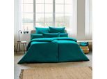 Bettwäsche ESTELLA "Takoma", blau (petrol), B/L: 135cm x 200cm, 1 Stk., 1 Stk., Mako-Interlock-Jersey, B/L: 80cm x 80cm, 2 Stk., Mako-Interlock-Jersey, Obermaterial: 100% Baumwolle, Bettwäsche, Bettwäsche