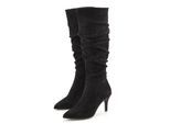 Reißverschlussstiefel LASCANA "Langschaft, High-Heel Stiefelette, Slouchy Boots, Stiefel", Damen, Gr. 42, schwarz, Obermaterial: 100% Textilmaterial. Decksohle: 100% Textilmaterial. Futter: 100% Textilmaterial. Laufsohle: 100% Synthetik, unifarben, Basic,festlich, Schuhe Reißverschlussstiefel, mit elegant modischer Raffung