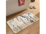 Badematte GINO FALCONE "Aquata GF-156, Badvorleger, Badezimmer Teppich", creme, H:7mm, Kunstfaser, Badematten, Badematte, Badteppich, bedruckt, Wellen Design, rechteckig