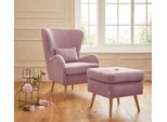 Sessel HOME AFFAIRE "Sallito, Ohrensessel, TV-Sessel", rosa (blush), B:76cm H:109cm T:85cm, Struktur Hahnentritt (67% Polypropylen, 33% Polyester);Samtoptik (100% Polyester);Fellimitat (100% Polyester);Samtcord (92% Polyester, 8% Polyamid);Struktur (100% Polyester);Struktur fein (100% Polyester), Sessel, Sessel, für Wohnzimmer, auch in Samtcord