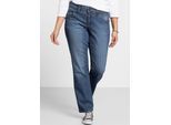 Stretch-Jeans SHEEGO, Damen, Gr. 24, Kurzgrößen, blau (blau denim), 98% Baumwolle, 2% Elasthan, unifarben, lang, Jeans