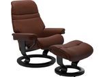 Relaxsessel STRESSLESS "Sunrise", braun (malt braun batick), B:79cm H:103cm T:73cm, Leder BATICK: BATICK ist ein leicht korrigiertes, durchgefärbtes und genarbtes Möbelleder, bei dem die meisten Unebenheiten und Spuren in der Regel entfernt wurden.;Leder PALOMA: PALOMA ist ein durchgefärbtes Semianilin-Möbelleder mit natürlicher Narbung.;ROHLEDER Stoff Q2 FARON: Ein fester zuverlässiger Bouclé mit