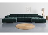 Wohnlandschaft COTTA "Orion U-Form, B: 400 cm", hunter, B:400cm T:186cm, 88% POLYESTER (PES) 12% POLYAMID (PA), Sofas, Wohnlandschaft, Kopfteilverstellung & 4 Kissen, optional elektr. Sitztiefenverstellung
