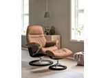 Relaxsessel STRESSLESS "Sunrise", braun (latte batick), B:83cm H:105cm T:74cm, Leder BATICK: BATICK ist ein leicht korrigiertes, durchgefärbtes und genarbtes Möbelleder, bei dem die meisten Unebenheiten und Spuren in der Regel entfernt wurden.;Leder PALOMA: PALOMA ist ein durchgefärbtes Semianilin-Möbelleder mit natürlicher Narbung.;ROHLEDER Stoff Q2 FARON: Ein fester zuverlässiger Bouclé mit eine