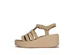 Keilsandalette FITFLOP "PLATFFORMS ESPADR. SUEDE FISHERMAN WEDGE SANDALS", Damen, Gr. 41, beige, Veloursleder, Schuhe, Plateau, Sandale, Sommerschuh mit verstellbaren Riemchen