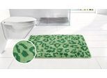Badematte OTTO HOME "Anna Leo, Badvorleger, Badezimmer Teppich, Duschvorleger", dunkelgrün, hellgrün, H:15mm, Polyester, Badematten, Badematte, mit Animal Print, modernes Muster, Leo, weich