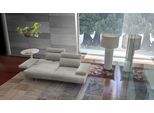 3,5-Sitzer CALIA ITALIA "Toby Wing, 228 cm breit, italienisches Designsofa, Megasofa", grau (grigio mario), B:228cm H:90cm T:113cm, Mikrofaser mit Nubuk Optik (100% Polyester), Sofas, 3 5-Sitzer, inkl. Sitztiefenverstellung und Armteilfunktion, Füße in Schwarz matt