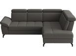 Ecksofa SIT & MORE "Vanity L-Form, B: 254 cm, Leder", anthrazit, B:254cm H:84cm T:197cm, Sofas, Ecksofa, Inkl.Sitz-,Kopf-und Armteilverstellung