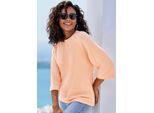 Kurzarmpullover VIVANCE, Damen, Gr. 40/42, apricot, Strick, Obermaterial: 74% Polyacryl, 24% Polyamid, 2% Elasthan, unifarben, figurumspielend hüftlang, Rundhals, Raglanärmel, Pullover, mit weiten Ärmeln, lockere Passform, Strickpullover, Basic, casual