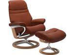 Relaxsessel STRESSLESS "Sunrise", braun (copper paloma), B:83cm H:105cm T:74cm, Leder BATICK: BATICK ist ein leicht korrigiertes, durchgefärbtes und genarbtes Möbelleder, bei dem die meisten Unebenheiten und Spuren in der Regel entfernt wurden.;Leder PALOMA: PALOMA ist ein durchgefärbtes Semianilin-Möbelleder mit natürlicher Narbung.;ROHLEDER Stoff Q2 FARON: Ein fester zuverlässiger Bouclé mit ein