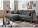 Ecksofa HOME AFFAIRE "Lazio modern und bequem, schmale Armlehnen, tolle Detailverarbeitung", grau, B:255cm H:94cm T:180cm, 93% Polyester, 7% Polyamid, Sofas, Ecksofa, zwei verschiedene Fußfarben wählbar