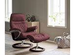 Relaxsessel STRESSLESS "Sunrise", rot (bordeaux batick), B:83cm H:105cm T:74cm, Leder BATICK: BATICK ist ein leicht korrigiertes, durchgefärbtes und genarbtes Möbelleder, bei dem die meisten Unebenheiten und Spuren in der Regel entfernt wurden.;Leder PALOMA: PALOMA ist ein durchgefärbtes Semianilin-Möbelleder mit natürlicher Narbung.;ROHLEDER Stoff Q2 FARON: Ein fester zuverlässiger Bouclé mit ein