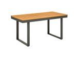Amatio Basic Gartentisch, Anthrazit, Natur, Holz, Metall, Akazie, massiv, rechteckig, U-Form, 140x68x70 cm, Fsc, Gartenmöbel, Gartentische, Gartentische
