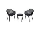 Ambia Garden Balkonset, Schwarz, Metall, Kunststoff, 3-teilig, konisch, rund, 53x85x63 cm, Balkonmöbel, Balkonmöbel-Sets