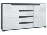 SIDEBOARD Sylt Weiß Hochglanz / Anthrazit matt