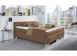 Boxspringbett HAPO "ATLANTA mit niedrigem Kopfteil", hellbraun, B:170cm L:210cm, Komplettbetten, Boxspringbett, erhältlich in verschiedenen Breiten, Farben & Matratzenarten