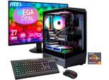 GAMEMAX Gaming-PC-Komplettsystem "MegaDeal VISTA COC AB 2832 Ryzen 5 7500F 16GB DDR5 1TB SSD RTX 5060", Energieeffizienz: D (A-G), schwarz, Microsoft Windows 11 Home (64 Bit), 16 GB RAM 1.000 GB SSD, Computer_Komplettsysteme, Windows 11, DDR5 RAM + MSI PRO MP272L LCD-Monitor, 68,6cm (27")