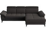 Ecksofa SIT & MORE "Vanity L-Form, B: 264 cm, Leder", braun (schwarz), B:264cm H:84cm T:181cm, Sofas, Ecksofa, Inkl.Sitz-,Kopf-und Armteilverstellung