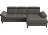 Ecksofa SIT & MORE "Vanity L-Form, B: 264 cm, Leder", grau (anthrazit), B:264cm H:84cm T:181cm, Sofas, Ecksofa, Inkl.Sitz-,Kopf-und Armteilverstellung