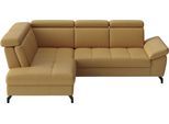 Ecksofa SIT & MORE "Vanity L-Form, B: 254 cm, Leder", curry, B:254cm H:84cm T:197cm, Sofas, Ecksofa, Inkl.Sitz-,Kopf-und Armteilverstellung