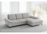Ecksofa SIT & MORE "Chelsea L-Form, B: 264 cm, Leder", light grau, B:264cm H:89cm T:174cm, Sofas, Ecksofa, optional mit Bettfunktion und Bettkasten