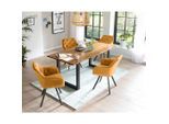 Mid.you , Senfgelb, Cognac , Holz, Metall, Textil , Akazie , massiv , rechteckig , 85x77x160 cm ,