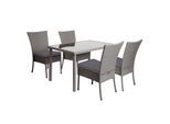 POLY-RATTAN GARNITUR Grau, Anthrazit 5-teilig-Set