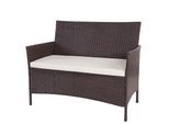 POLY-RATTAN GARTENBANK Braun, Cremeweiß