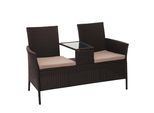 POLY-RATTAN SITZBANK MIT TISCH Braun, Beige