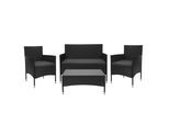 POLY-RATTAN GARNITUR Schwarz, Anthrazit