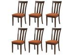 ESSZIMMERSTUHL Orange, Dunkelbraun 6er-Set