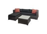 POLY-RATTAN GARNITUR Grau, Grau, Orange
