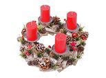 ADVENTSKRANZ HOLZ MIT KERZEN ROT Grau, Multicolor, Rot