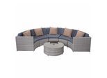 POLY-RATTAN GARNITUR RUND Grau, Anthrazit, Beige